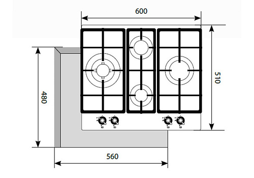 Газовая панель LEX GVG 643C WH