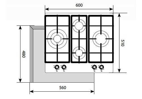 Газовая панель LEX GVG 6043 C IV Light Белый антик