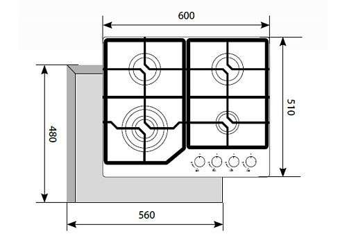 Газовая панель LEX GVG 640-1 WH