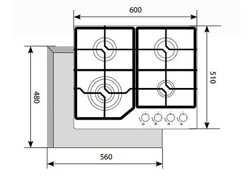 Газовая панель LEX GVG 640-1 IV