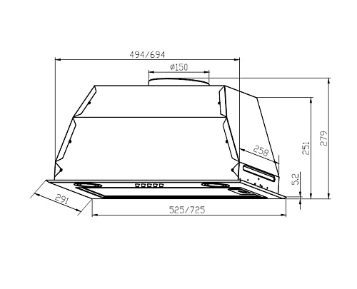 Встраиваемая вытяжка LEX GS BLOC P 600 Inox