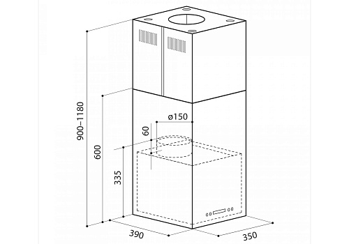 Островная вытяжка LEX Tubo Quattro Isola 350 Inox