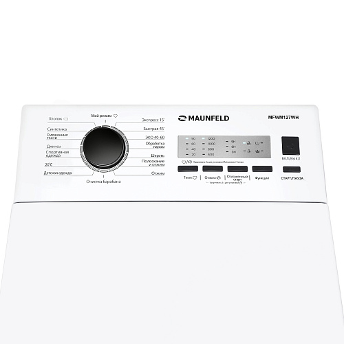 Стиральная машина с вертикальной загрузкой и пром MAUNFELD MFWM127WH