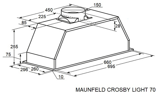 Кухонная вытяжка MAUNFELD Crosby Light 70 нержавеющая сталь