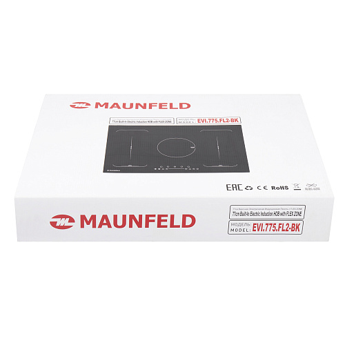 Индукционная варочная панель с двумя Flex Zone и Booster MAUNFELD EVI.775-FL2-BK
