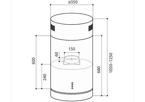 Островная вытяжка LEX Tubo Isola 350 Inox