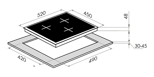 Индукционная варочная панель MAUNFELD MVI45.3HZ.3BT
