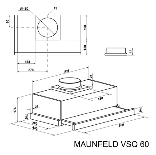 Кухонная вытяжка MAUNFELD VSQ 60 нержавеющая сталь/белое стекло